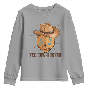 Yee Haw Nukkah Youth Sweatshirt Funny Cowboy Hanukkah TS14 Sport Gray Print Your Wear