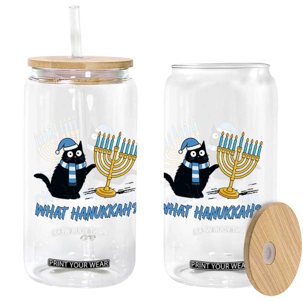 Funny Black Cat Hanukkah Chanukah Glass Can TS14 Print Your Wear