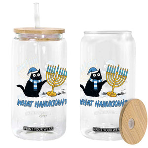 Funny Black Cat Hanukkah Chanukah Glass Can TS14 Print Your Wear