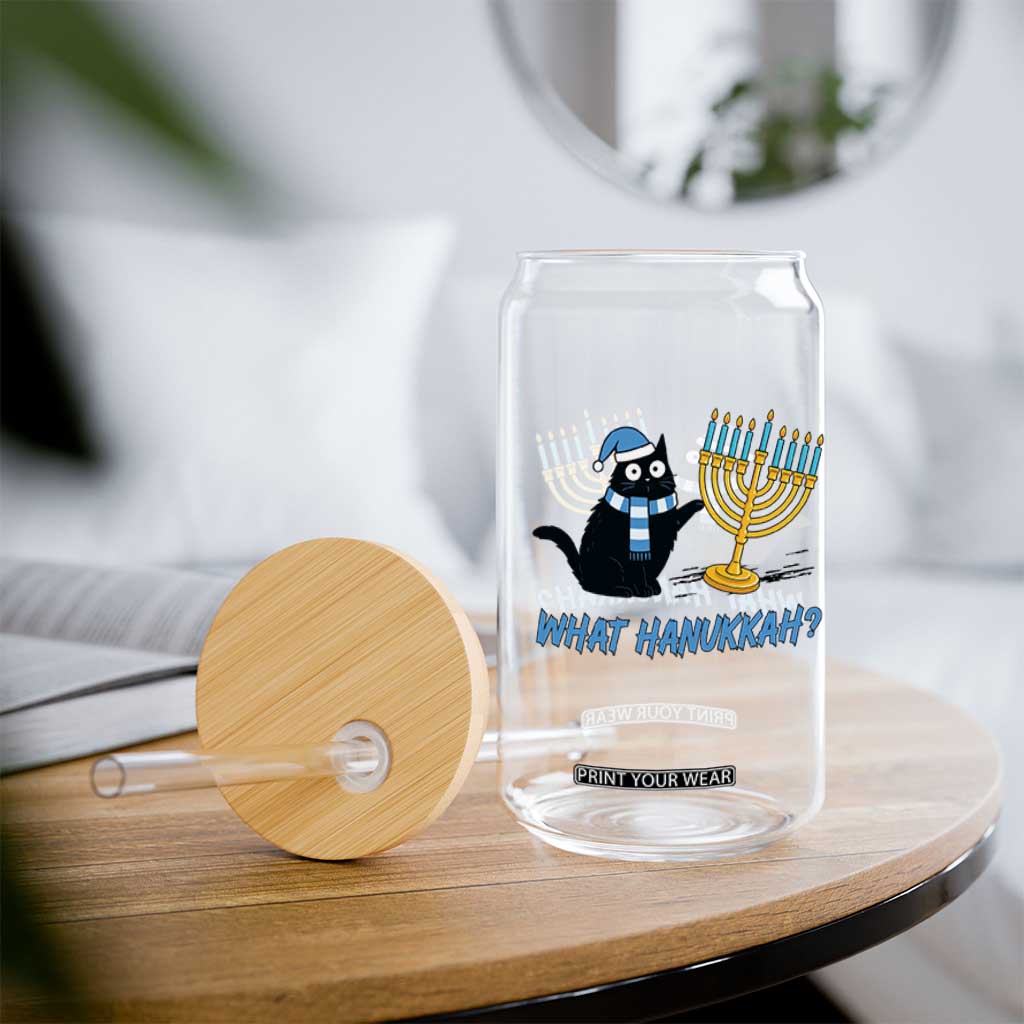 Funny Black Cat Hanukkah Chanukah Glass Can TS14 Print Your Wear