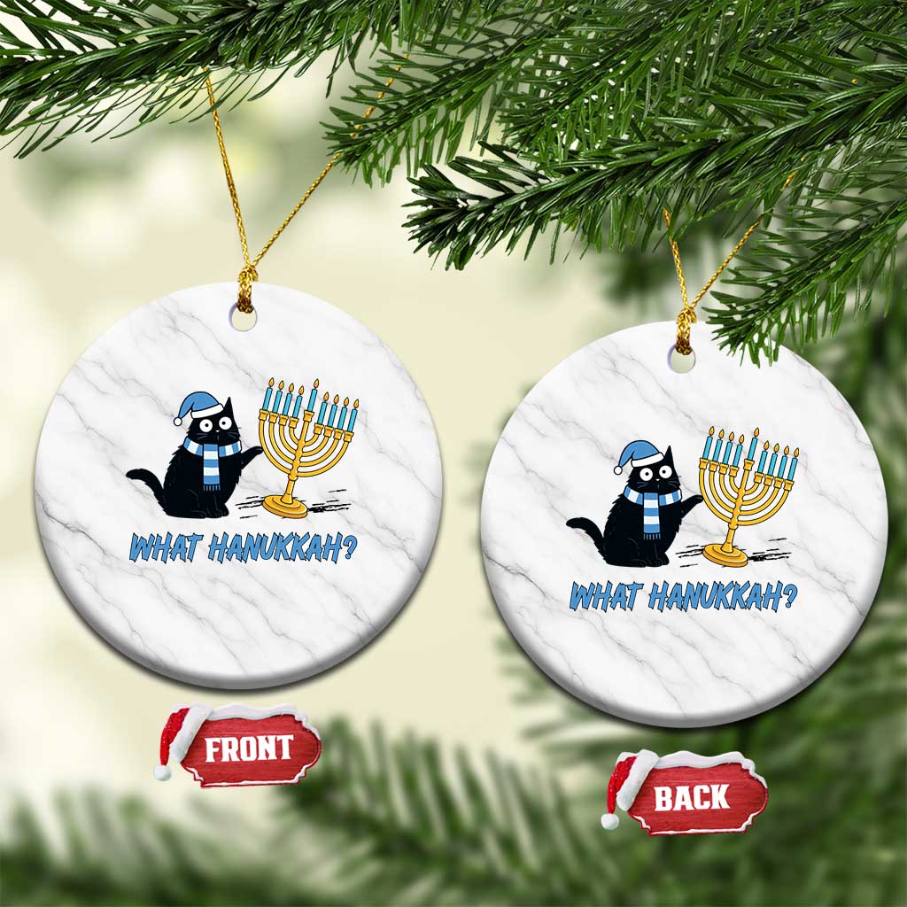 Funny Black Cat Hanukkah Chanukah Ceramic Ornament TS14 1pc White Marble Print Your Wear