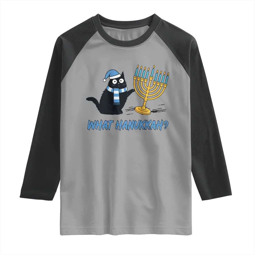 Funny Black Cat Hanukkah Chanukah Raglan Shirt TS14 Sport Gray Black Print Your Wear