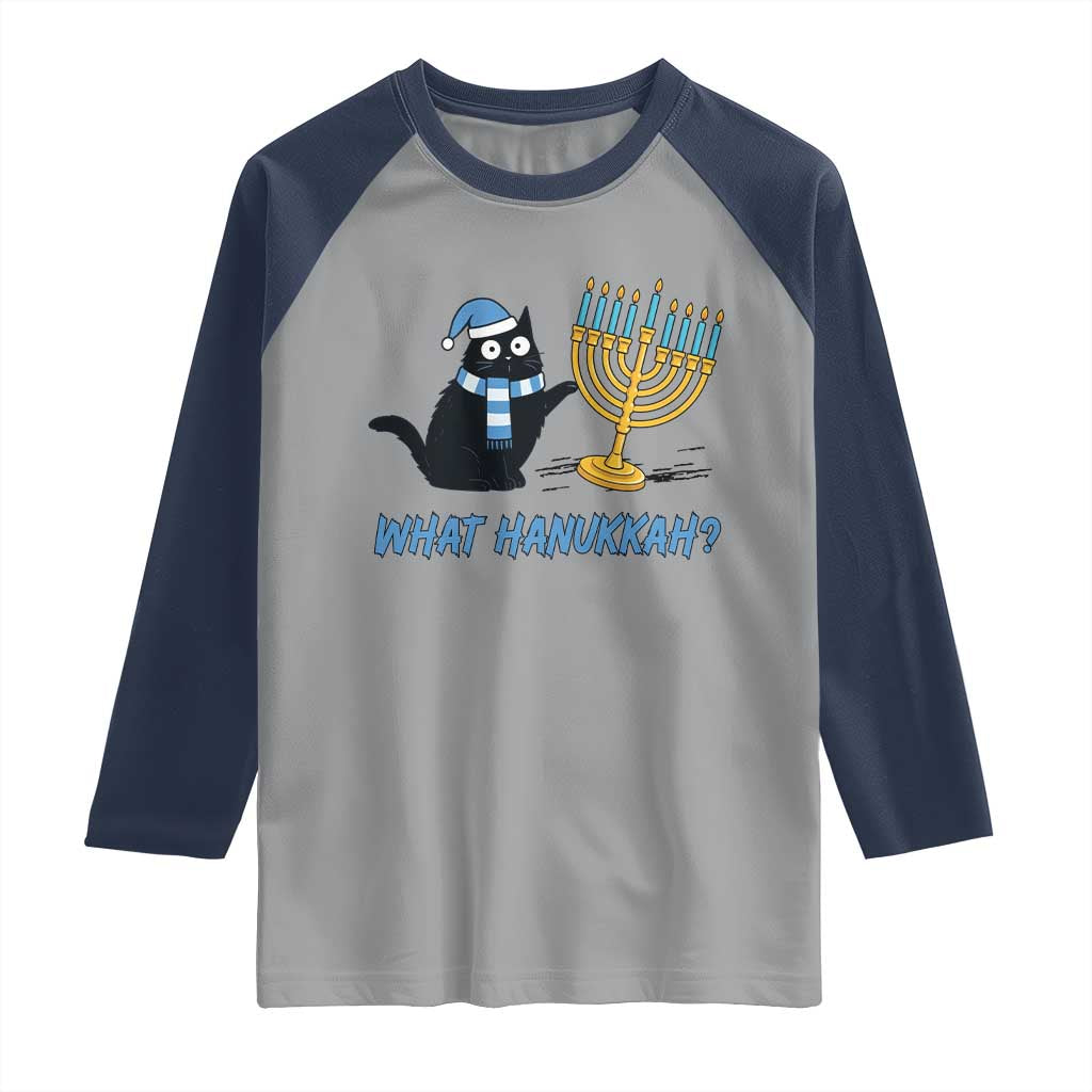 Funny Black Cat Hanukkah Chanukah Raglan Shirt TS14 Sport Gray Navy Print Your Wear