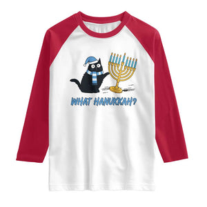 Funny Black Cat Hanukkah Chanukah Raglan Shirt TS14 White Red Print Your Wear