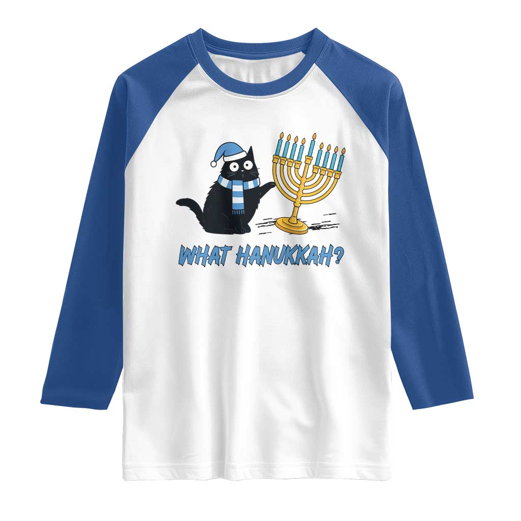 Funny Black Cat Hanukkah Chanukah Raglan Shirt TS14 White Royal Print Your Wear