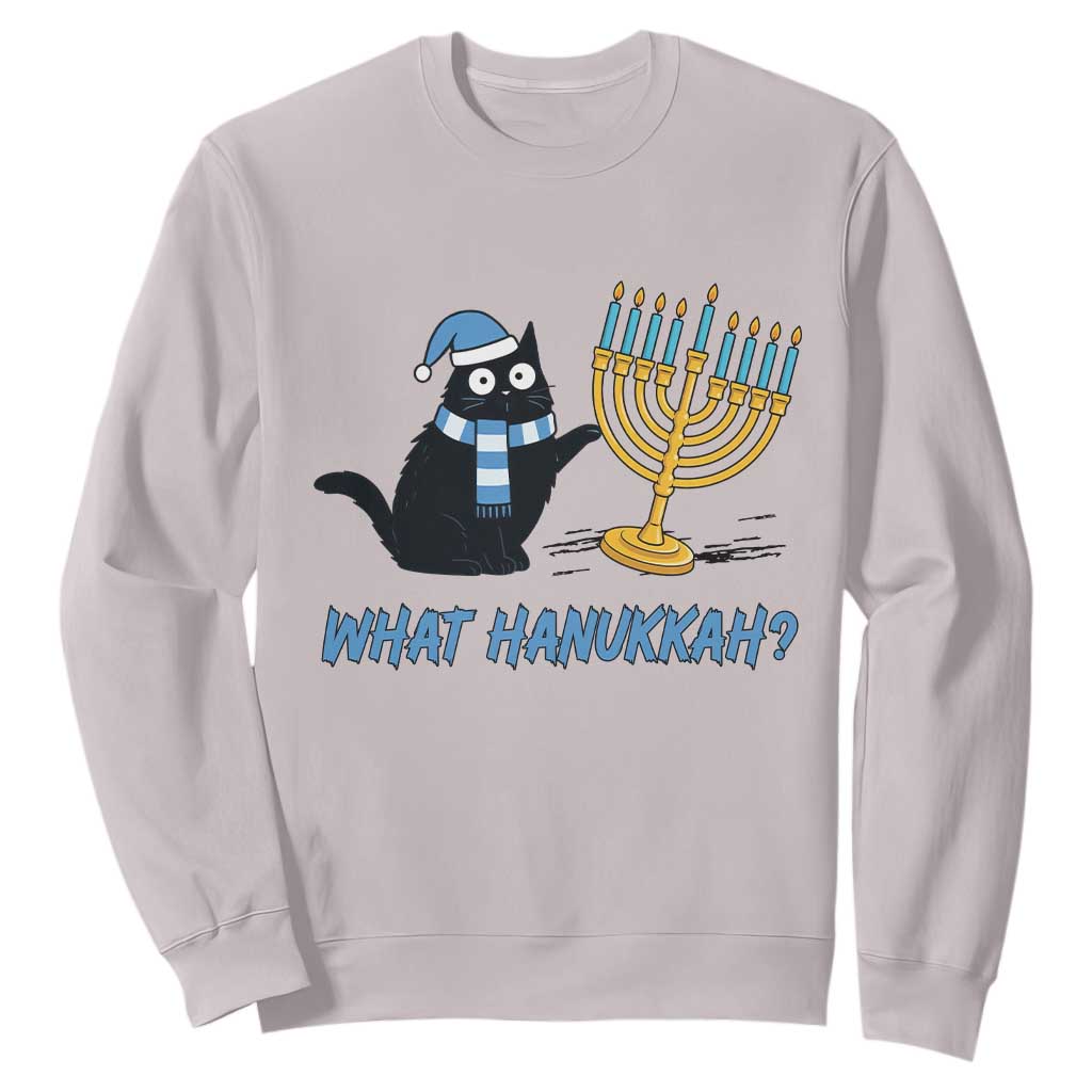 Funny Black Cat Hanukkah Chanukah Sweatshirt TS14 Ice Gray Print Your Wear