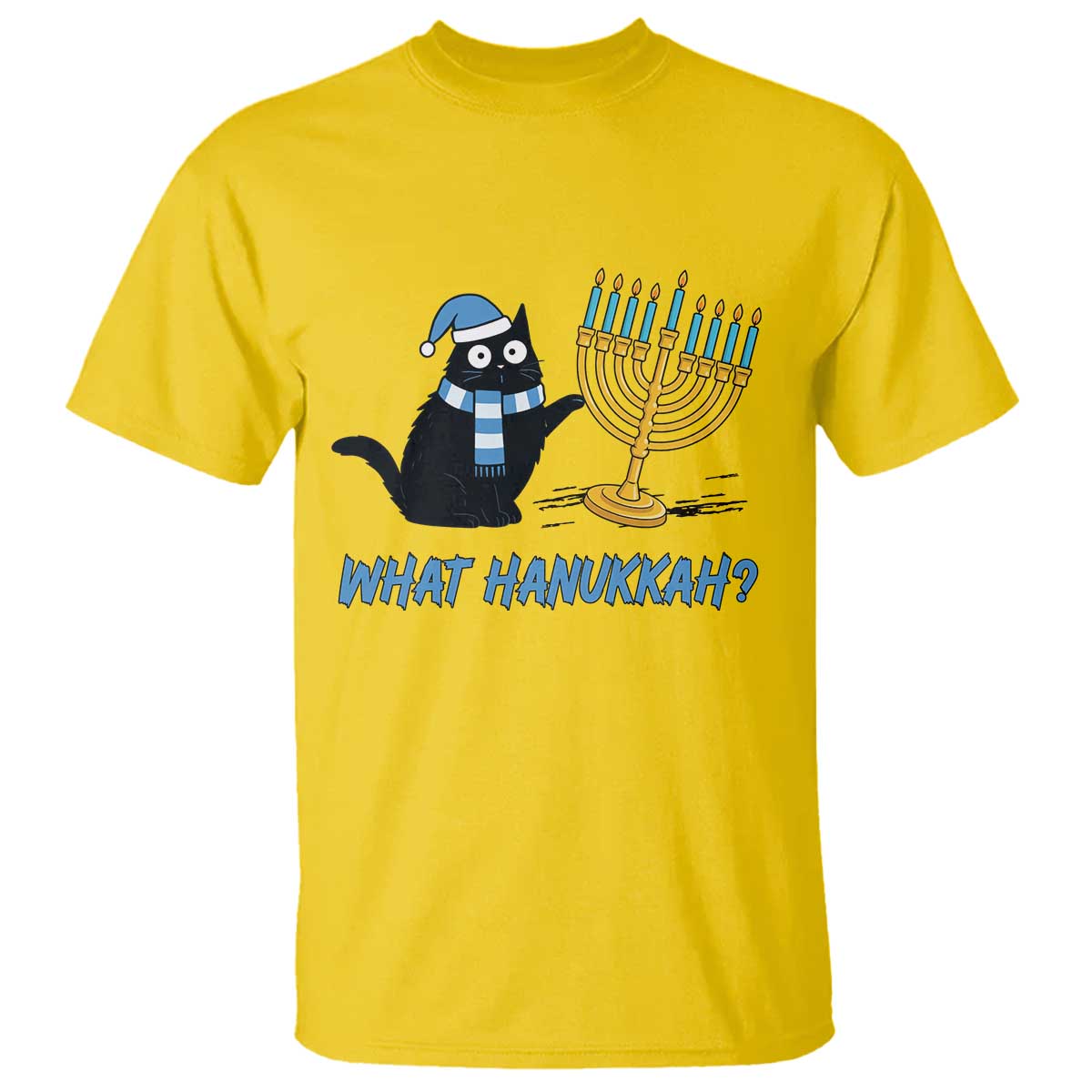 Funny Black Cat Hanukkah Chanukah T Shirt TS14 Daisy Print Your Wear