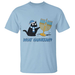 Funny Black Cat Hanukkah Chanukah T Shirt TS14 Light Blue Print Your Wear