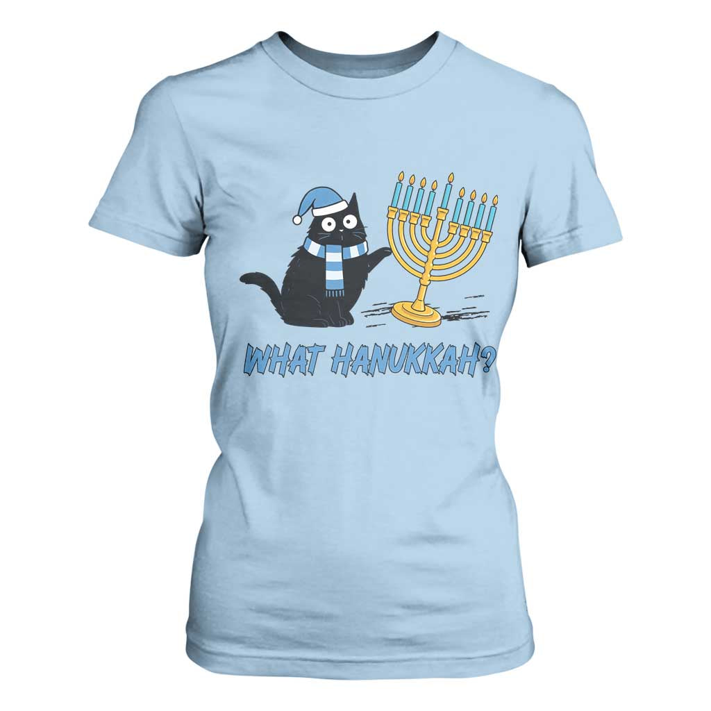 Funny Black Cat Hanukkah Chanukah T Shirt For Women TS14 Light Blue Print Your Wear