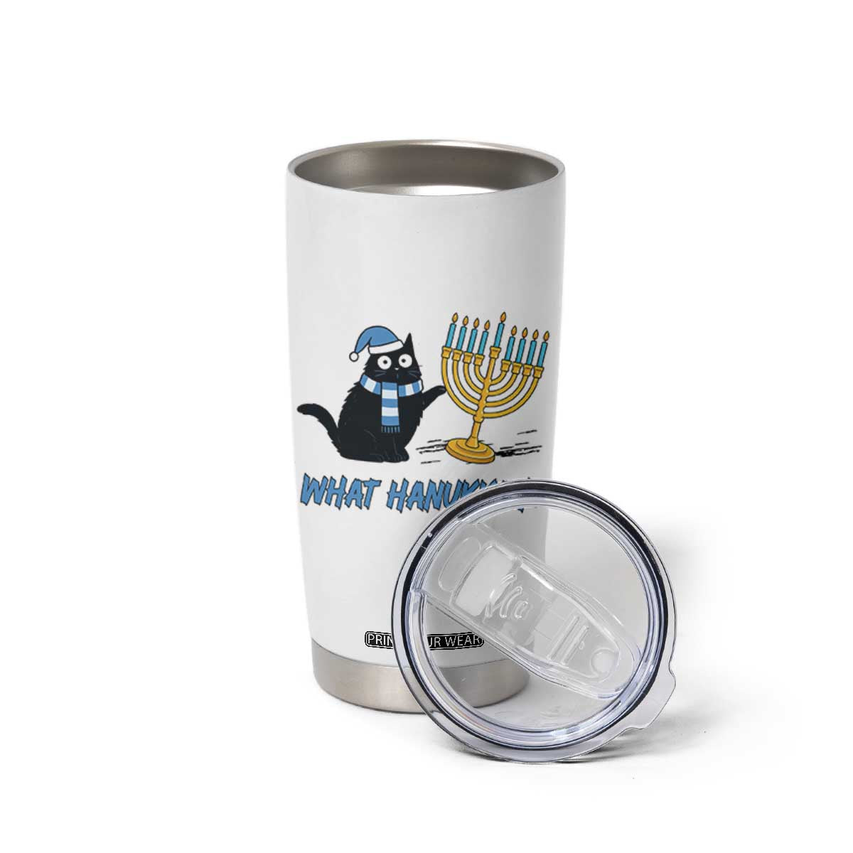 Funny Black Cat Hanukkah Chanukah Tumbler Cup TS14 Print Your Wear