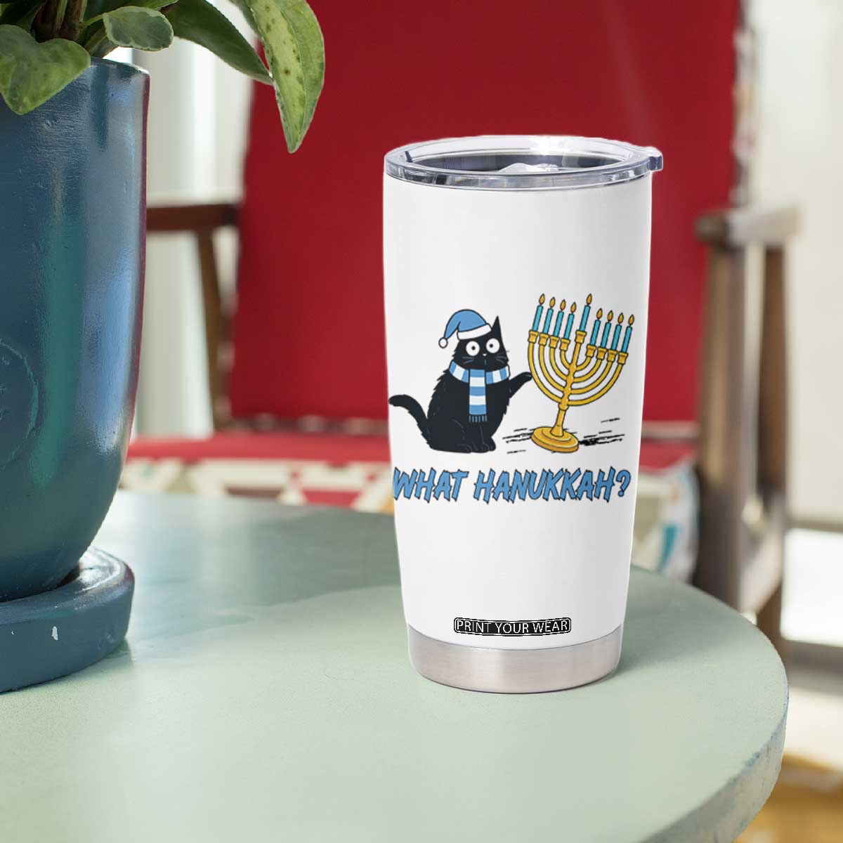 Funny Black Cat Hanukkah Chanukah Tumbler Cup TS14 Print Your Wear