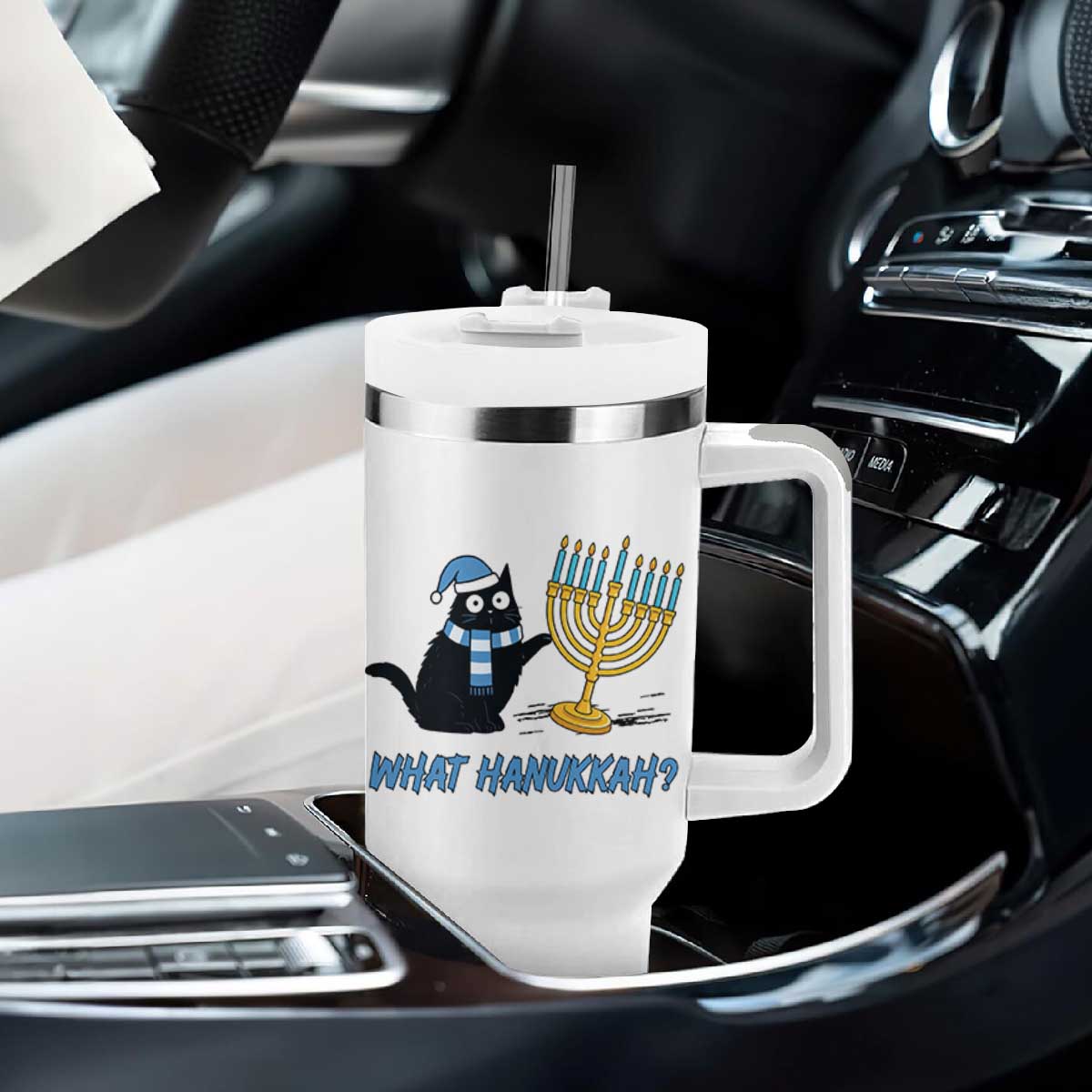 Funny Black Cat Hanukkah Chanukah Tumbler With Handle TS14 Print Your Wear