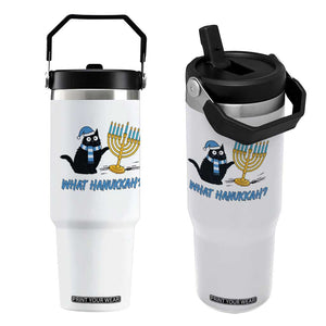 Funny Black Cat Hanukkah Chanukah Flip Straw Tumbler TS14 One Size: 30 oz White Print Your Wear