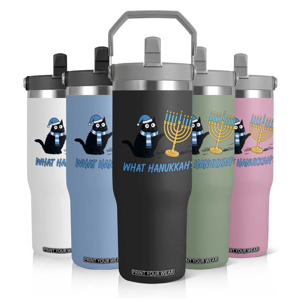 Funny Black Cat Hanukkah Chanukah Flip Straw Tumbler TS14 Print Your Wear