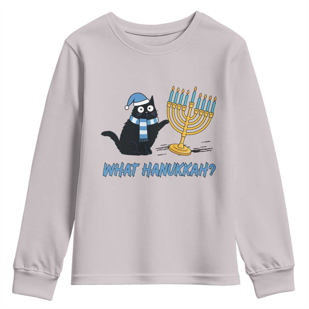 Funny Black Cat Hanukkah Chanukah Youth Sweatshirt TS14 Ice Gray Print Your Wear