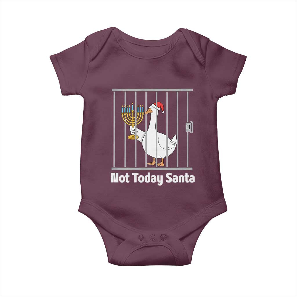 Funny Goose Hanukkah Chanukah Baby Onesie Not Today Santa TS14 Maroon Print Your Wear
