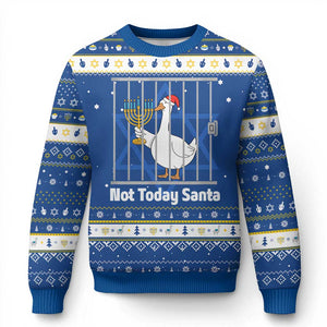 Funny Goose Hanukkah Chanukah Hanukkah Ugly Sweater Not Today Santa TS14 Blue White Print Your Wear