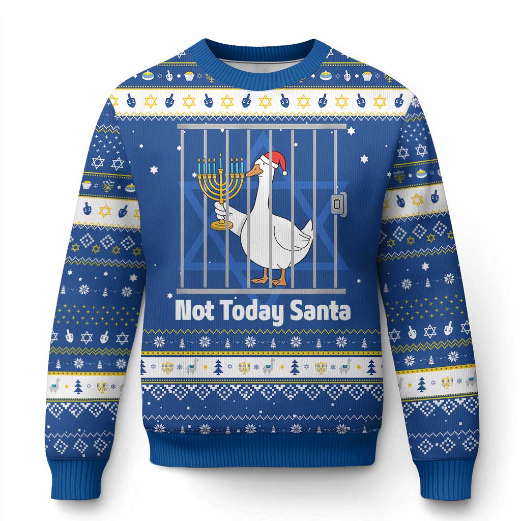 Funny Goose Hanukkah Chanukah Hanukkah Ugly Sweater Not Today Santa TS14 Blue White Print Your Wear