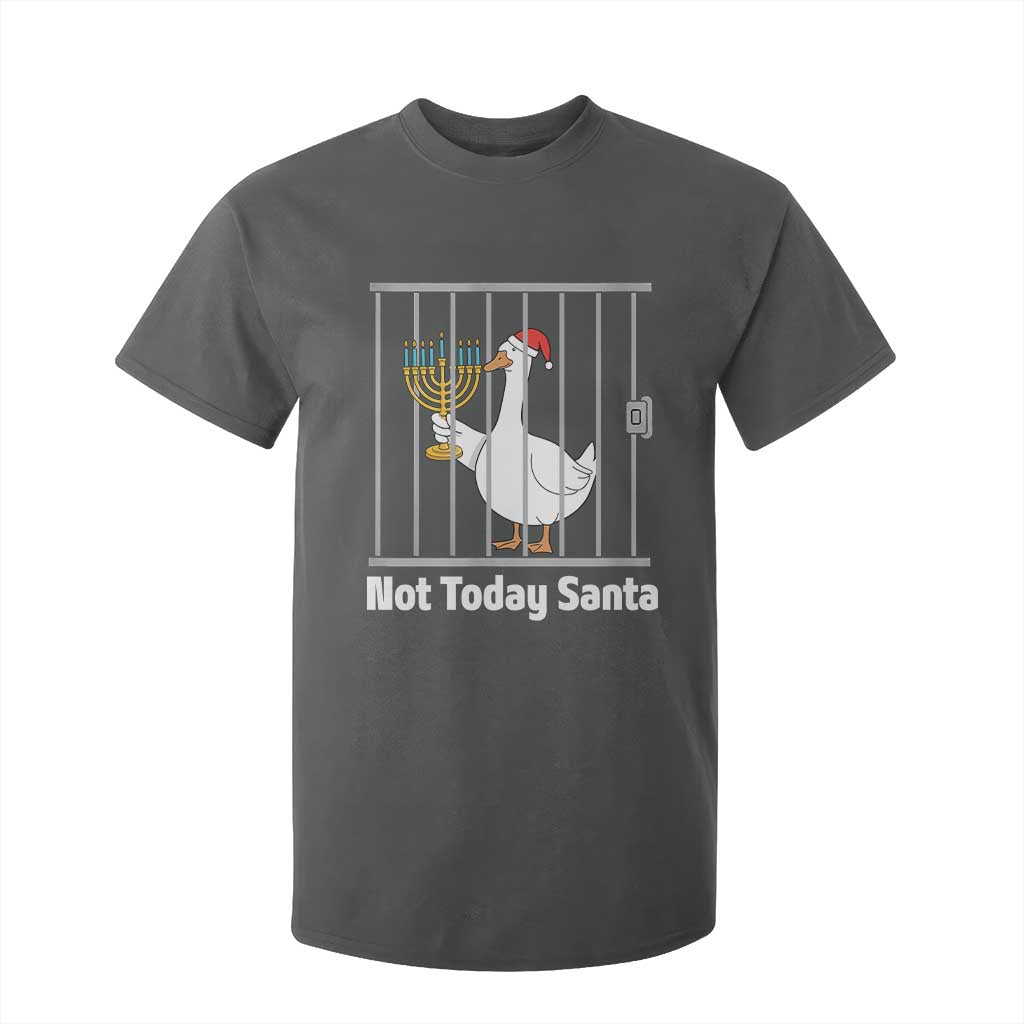 Funny Goose Hanukkah Chanukah T Shirt For Kid Not Today Santa TS14 Dark Heather Print Your Wear