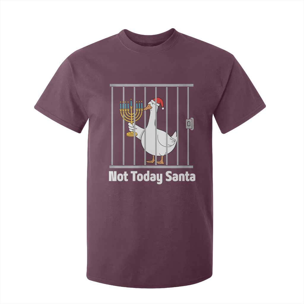 Funny Goose Hanukkah Chanukah T Shirt For Kid Not Today Santa TS14 Maroon Print Your Wear