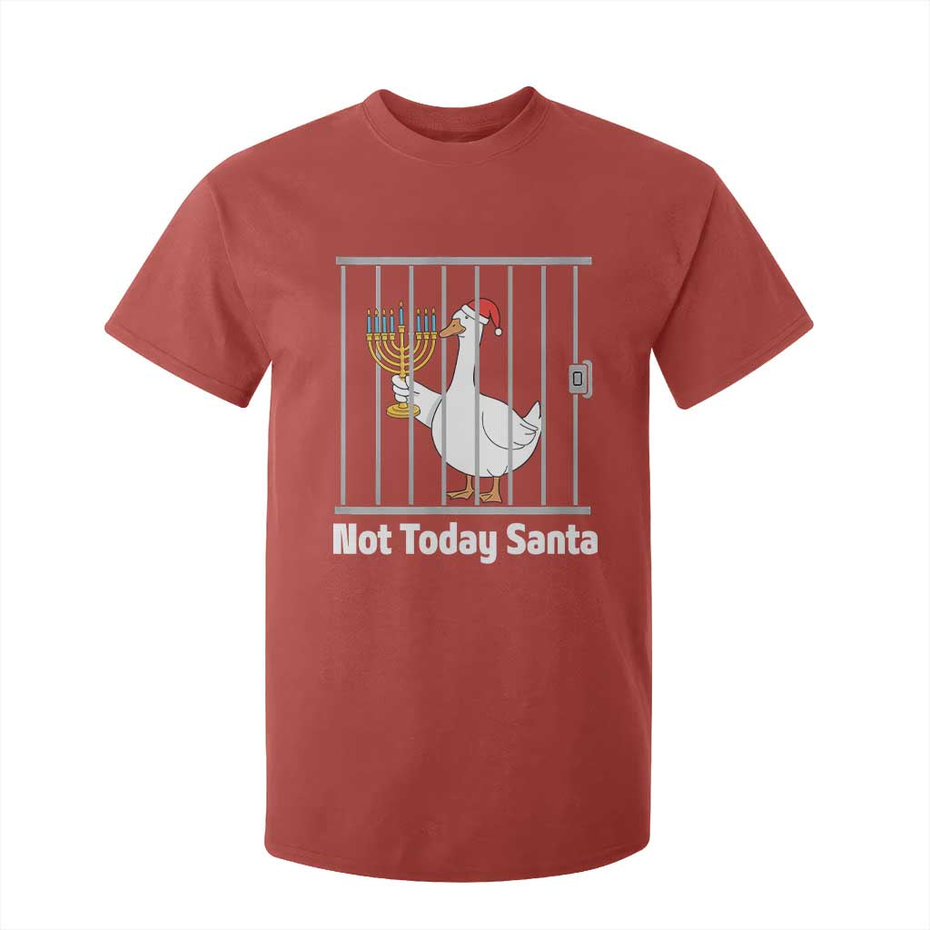 Funny Goose Hanukkah Chanukah T Shirt For Kid Not Today Santa TS14 Red Print Your Wear