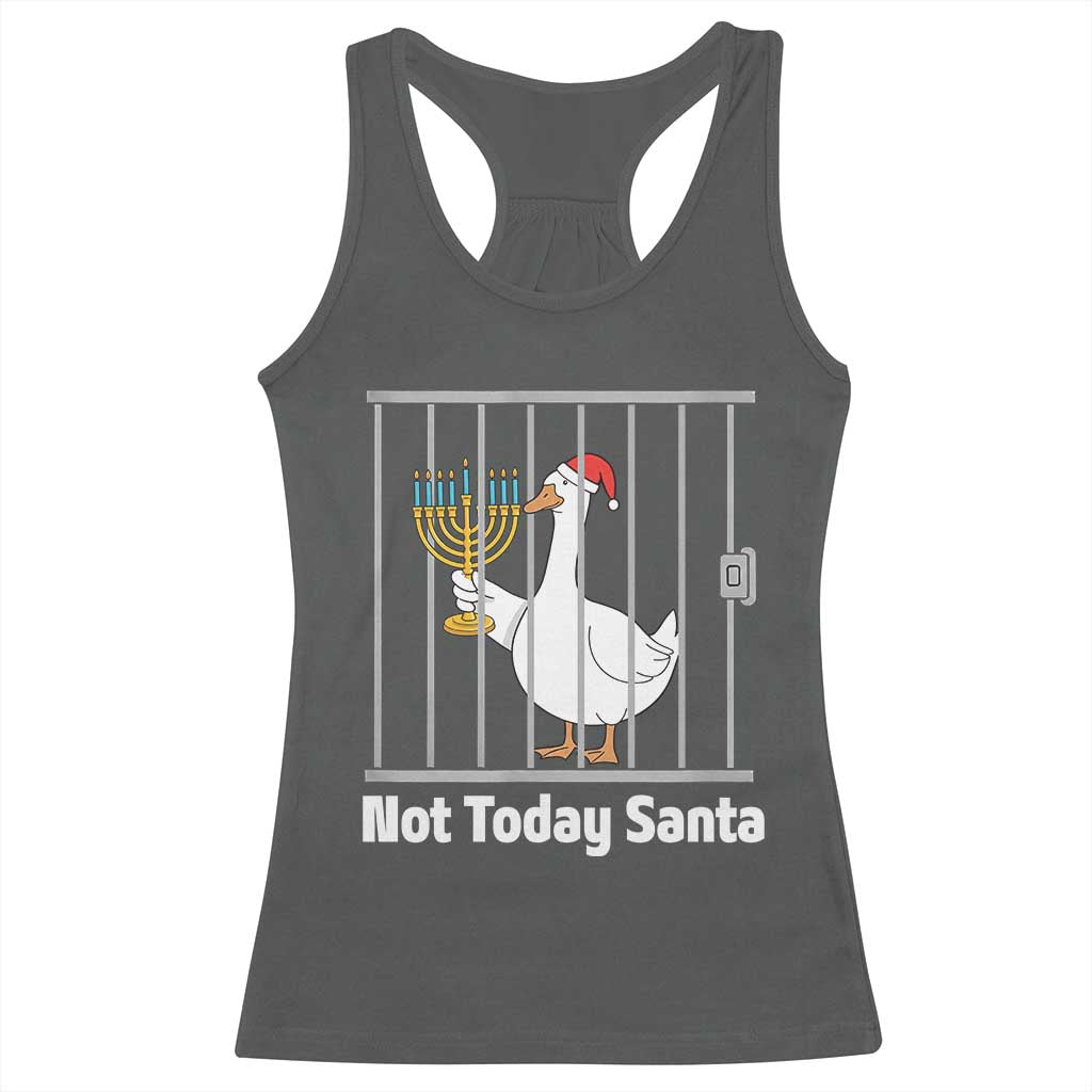Funny Goose Hanukkah Chanukah Racerback Tank Top Not Today Santa TS14 Dark Heather Print Your Wear