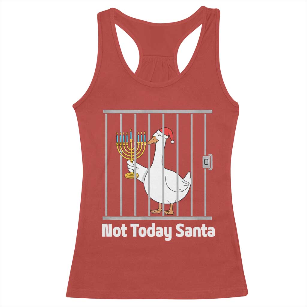 Funny Goose Hanukkah Chanukah Racerback Tank Top Not Today Santa TS14 Red Print Your Wear