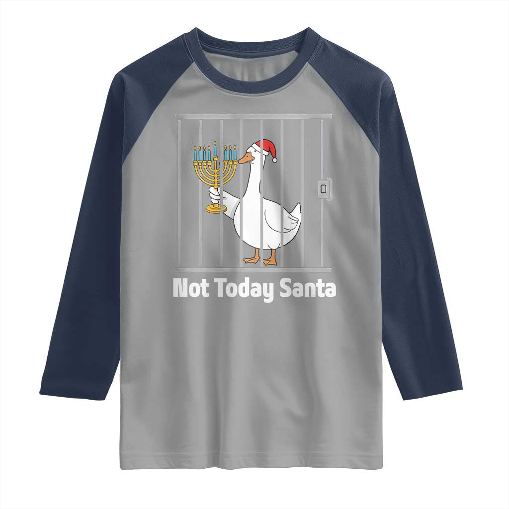 Funny Goose Hanukkah Chanukah Raglan Shirt Not Today Santa TS14 Sport Gray Navy Print Your Wear