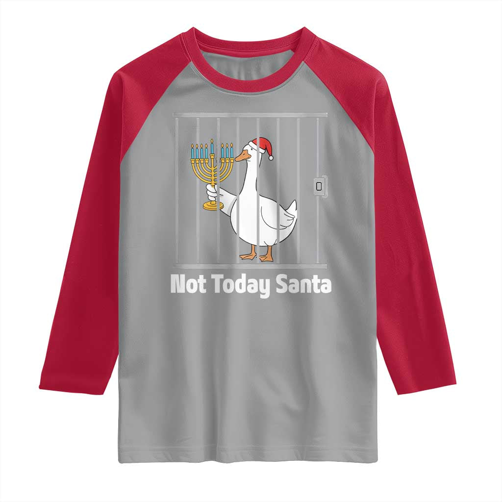 Funny Goose Hanukkah Chanukah Raglan Shirt Not Today Santa TS14 Sport Gray Red Print Your Wear