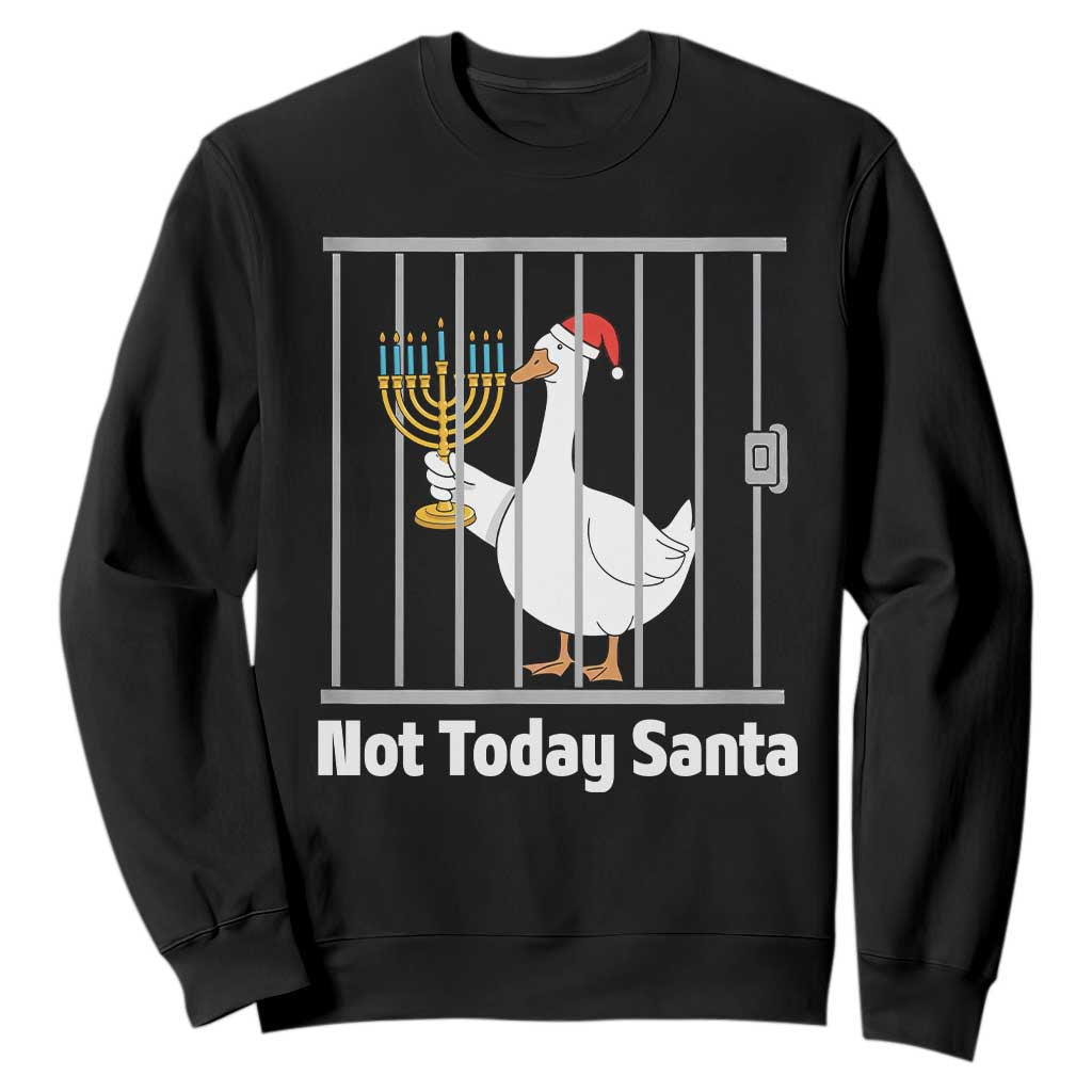 Funny Goose Hanukkah Chanukah Sweatshirt Not Today Santa TS14 Black Print Your Wear