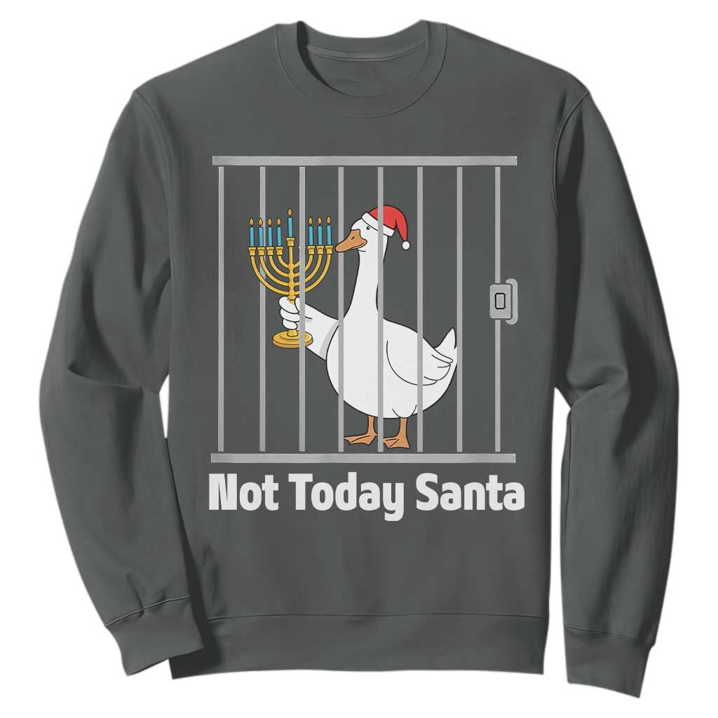 Funny Goose Hanukkah Chanukah Sweatshirt Not Today Santa TS14 Dark Heather Print Your Wear