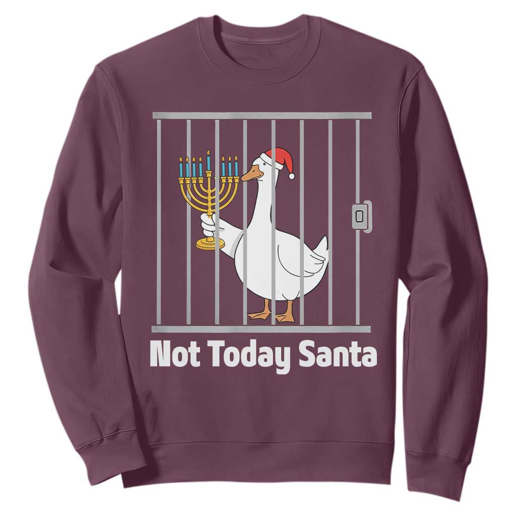 Funny Goose Hanukkah Chanukah Sweatshirt Not Today Santa TS14 Maroon Print Your Wear