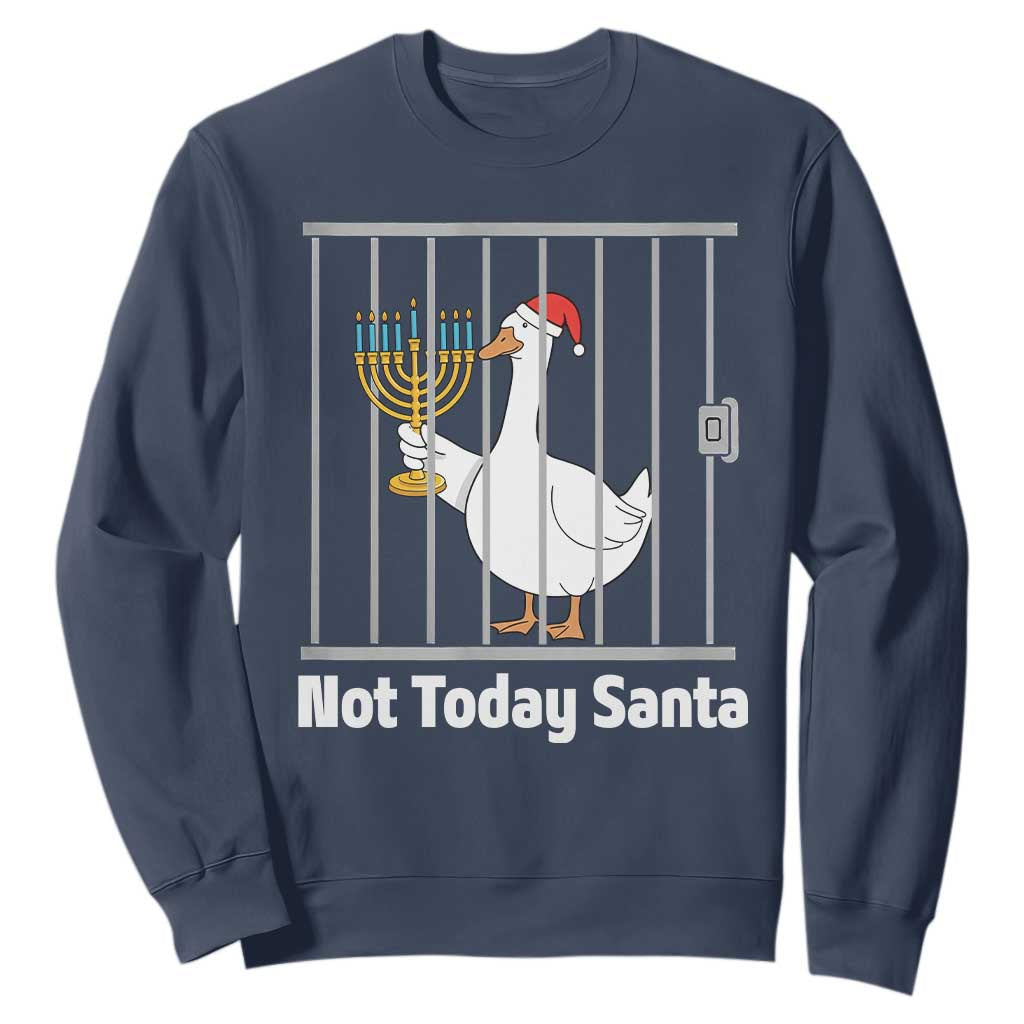 Funny Goose Hanukkah Chanukah Sweatshirt Not Today Santa TS14 Navy Print Your Wear