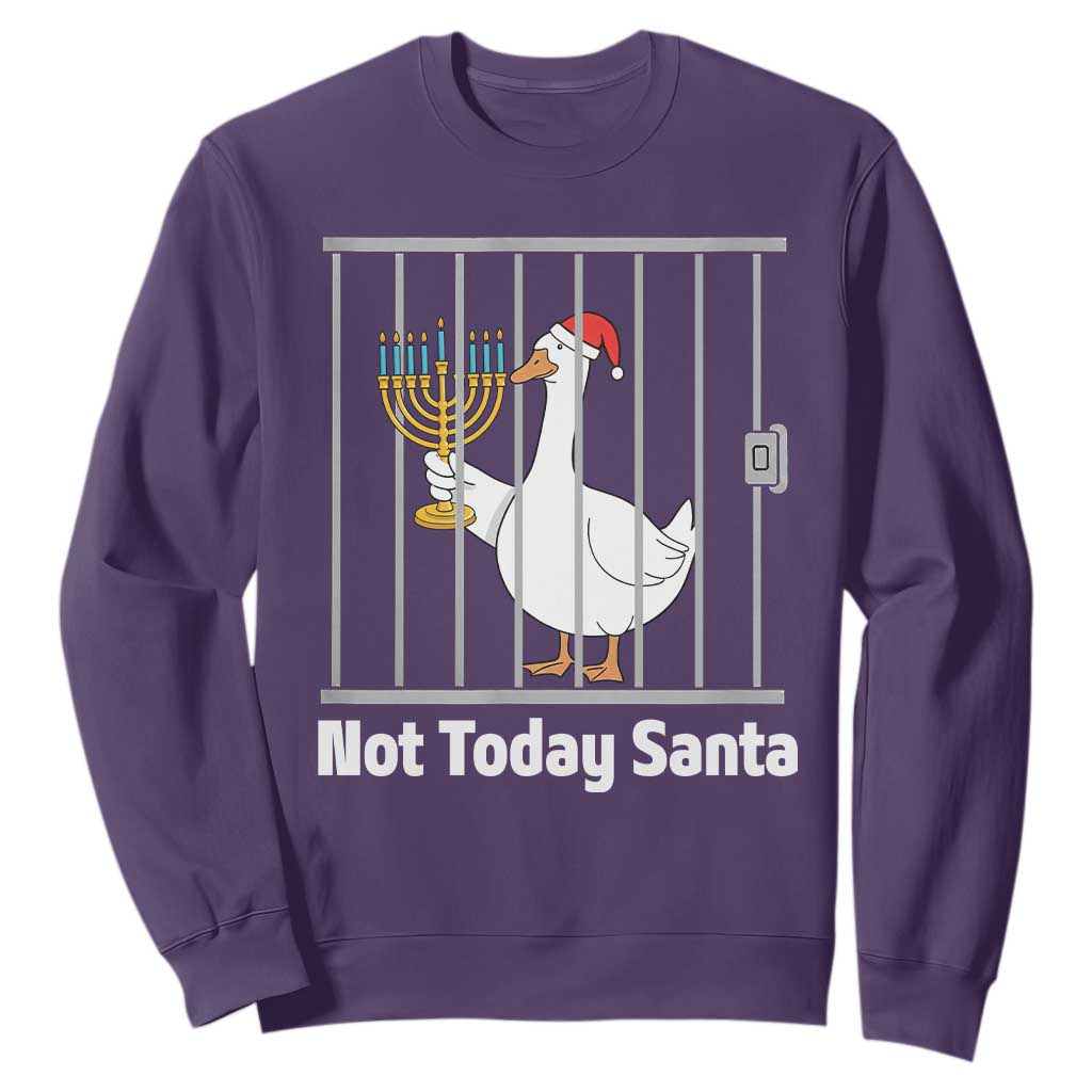 Funny Goose Hanukkah Chanukah Sweatshirt Not Today Santa TS14 Purple Print Your Wear
