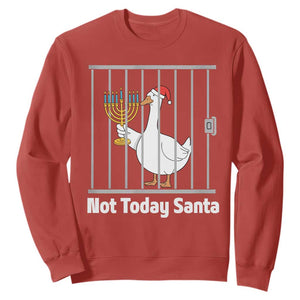 Funny Goose Hanukkah Chanukah Sweatshirt Not Today Santa TS14 Red Print Your Wear