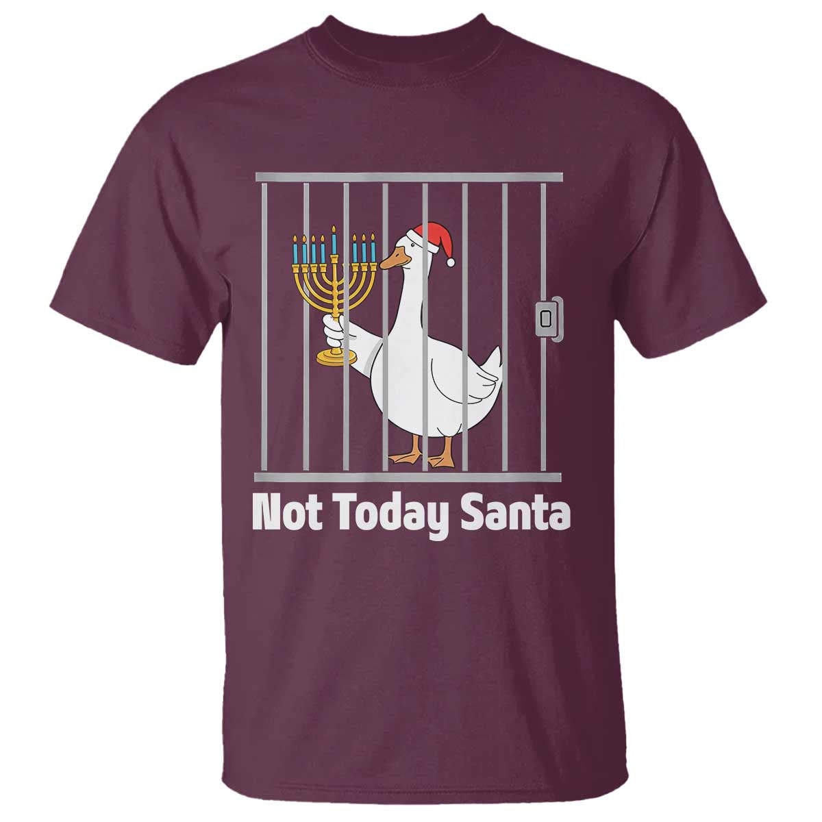 Funny Goose Hanukkah Chanukah T Shirt Not Today Santa TS14 Maroon Print Your Wear