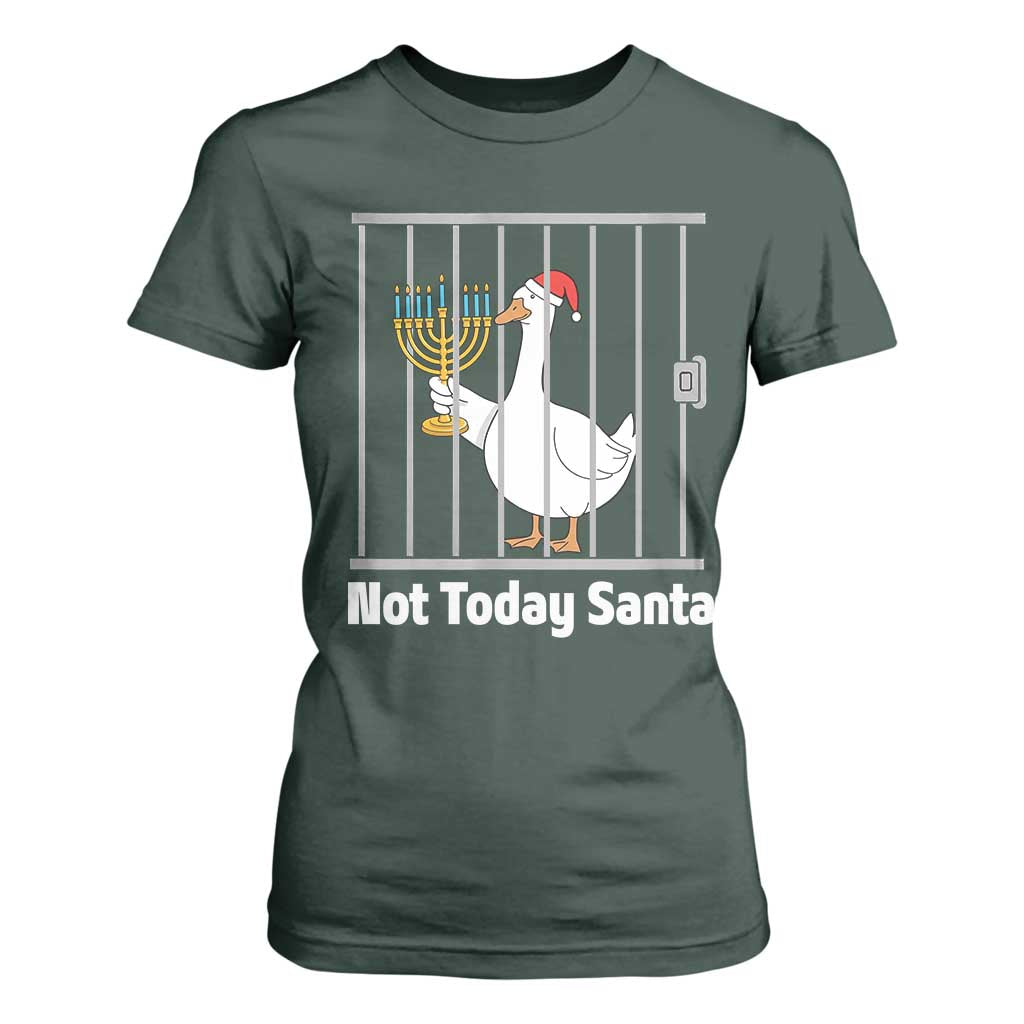 Funny Goose Hanukkah Chanukah T Shirt For Women Not Today Santa TS14 Dark Forest Green Print Your Wear