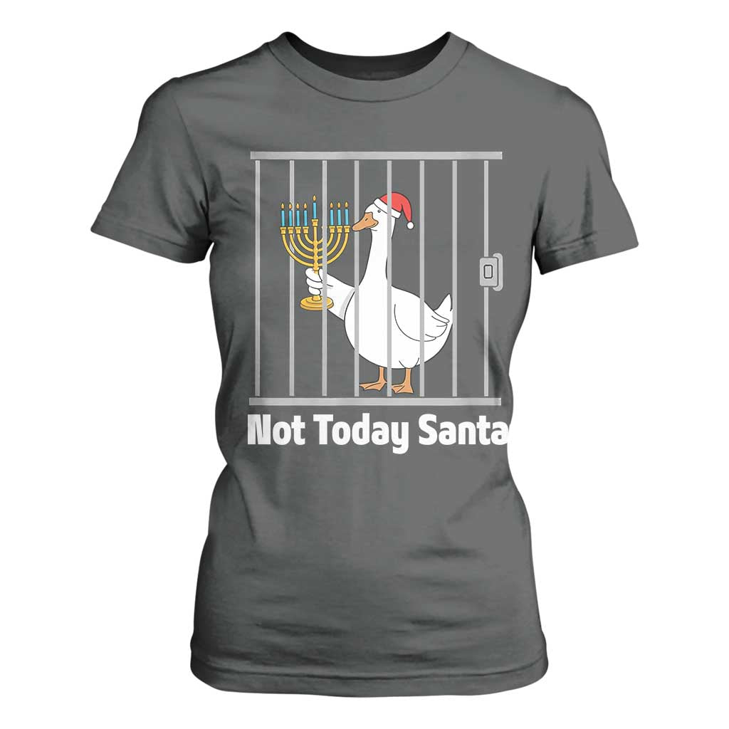 Funny Goose Hanukkah Chanukah T Shirt For Women Not Today Santa TS14 Dark Heather Print Your Wear