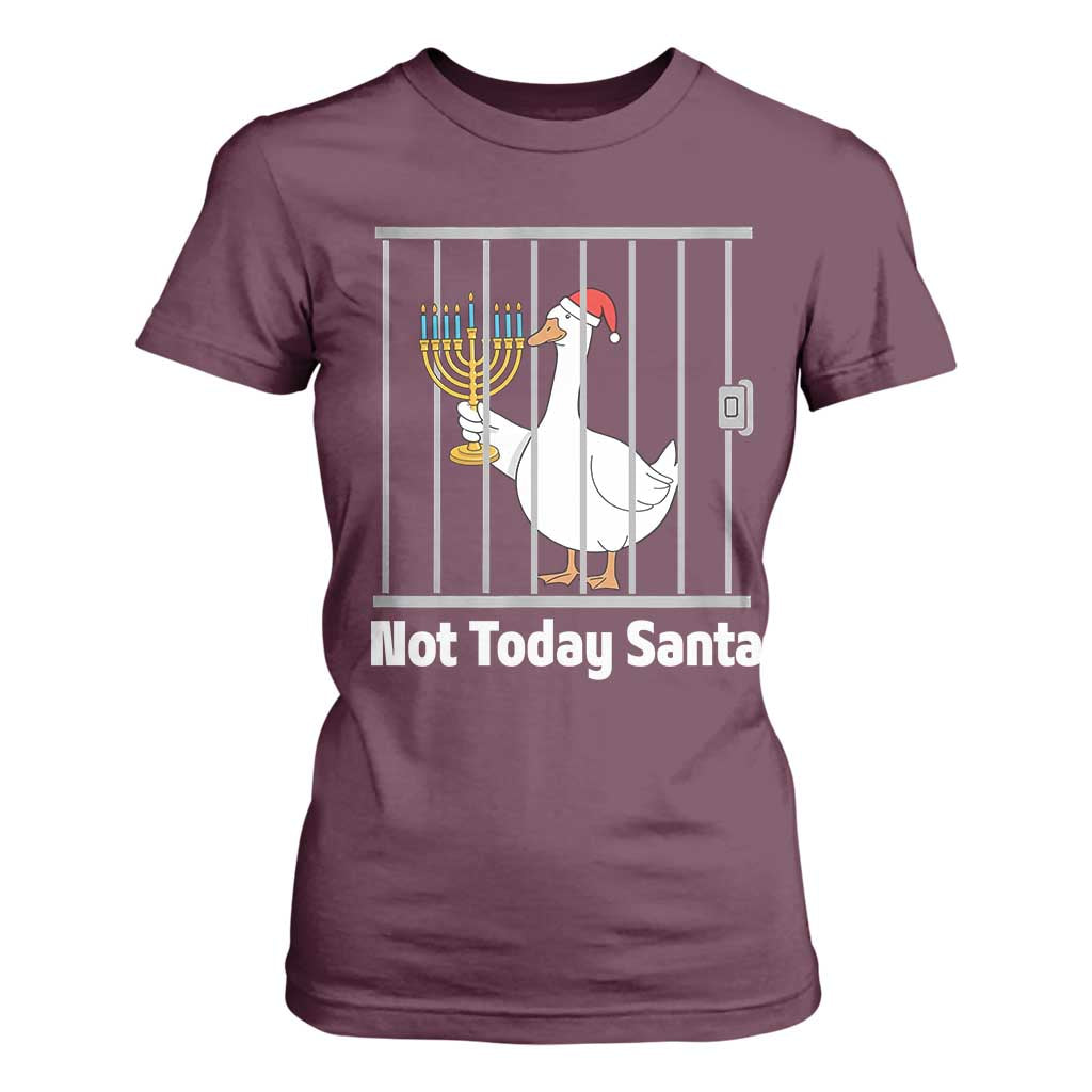 Funny Goose Hanukkah Chanukah T Shirt For Women Not Today Santa TS14 Maroon Print Your Wear