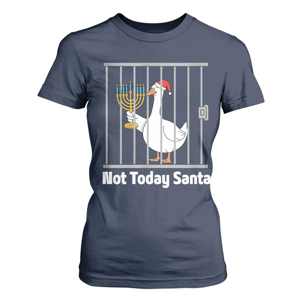 Funny Goose Hanukkah Chanukah T Shirt For Women Not Today Santa TS14 Navy Print Your Wear