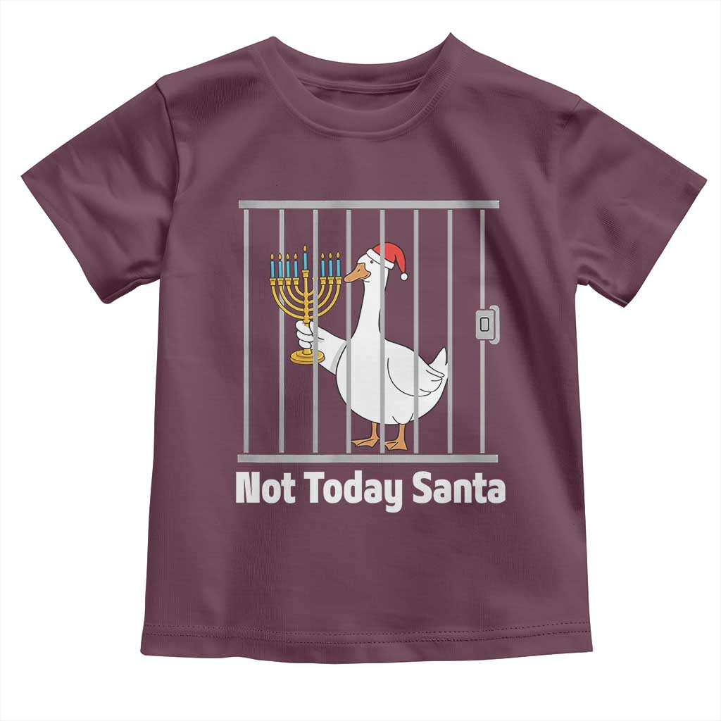 Funny Goose Hanukkah Chanukah Toddler T Shirt Not Today Santa TS14 Maroon Print Your Wear