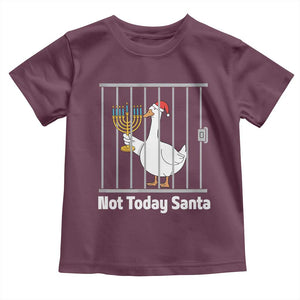 Funny Goose Hanukkah Chanukah Toddler T Shirt Not Today Santa TS14 Maroon Print Your Wear