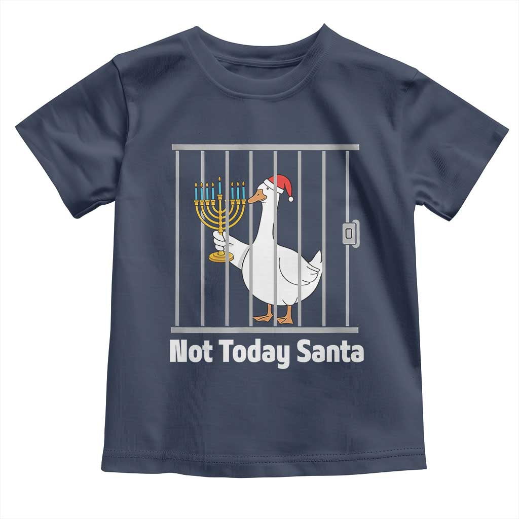 Funny Goose Hanukkah Chanukah Toddler T Shirt Not Today Santa TS14 Navy Print Your Wear