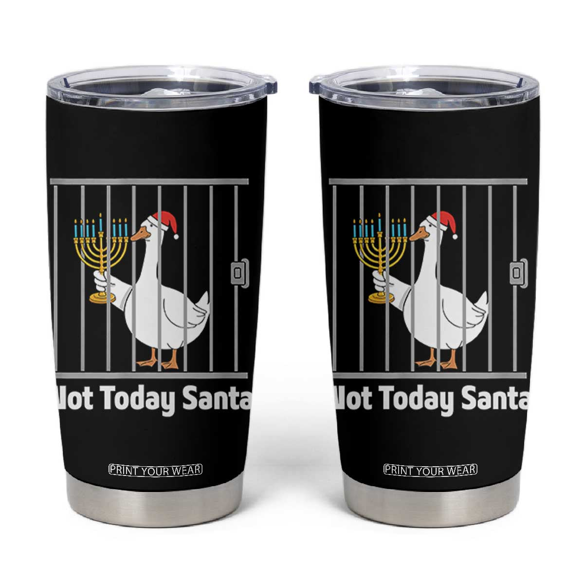 Funny Goose Hanukkah Chanukah Tumbler Cup Not Today Santa TS14 Black Print Your Wear