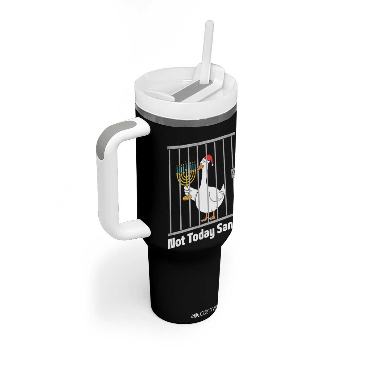 Funny Goose Hanukkah Chanukah Tumbler With Handle Not Today Santa TS14 Print Your Wear