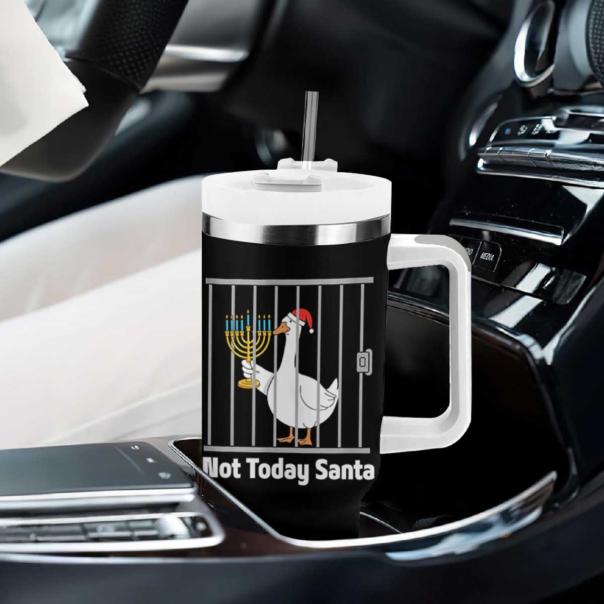 Funny Goose Hanukkah Chanukah Tumbler With Handle Not Today Santa TS14 Print Your Wear