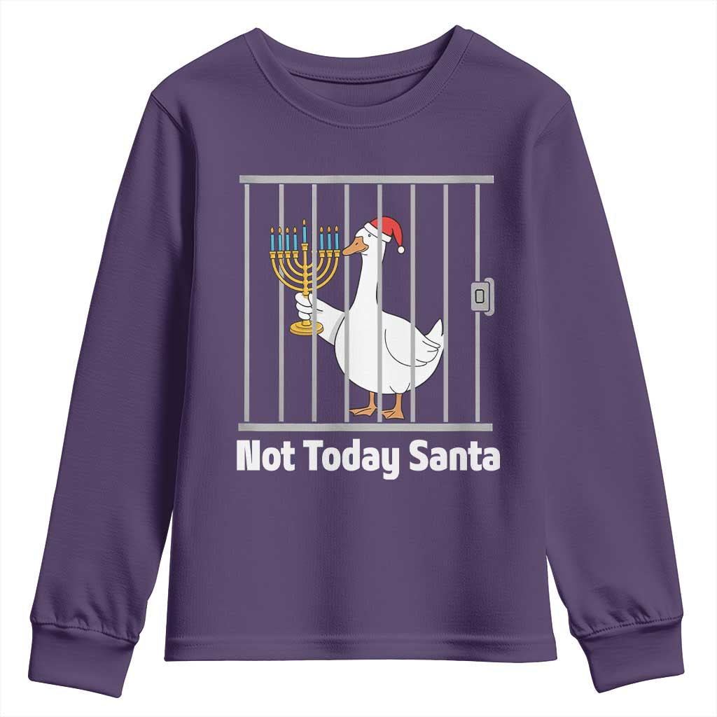 Funny Goose Hanukkah Chanukah Youth Sweatshirt Not Today Santa TS14 Purple Print Your Wear