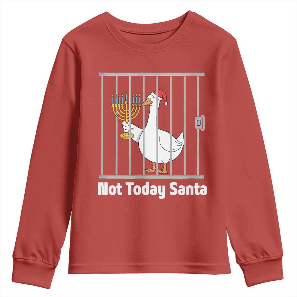 Funny Goose Hanukkah Chanukah Youth Sweatshirt Not Today Santa TS14 Red Print Your Wear