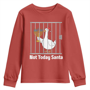 Funny Goose Hanukkah Chanukah Youth Sweatshirt Not Today Santa TS14 Red Print Your Wear
