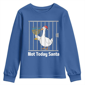 Funny Goose Hanukkah Chanukah Youth Sweatshirt Not Today Santa TS14 Royal Blue Print Your Wear